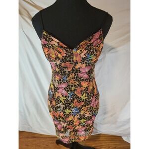 Blue Jasmine S Leopard Butterfly Mesh slip Mini Dress Multicolor spring...